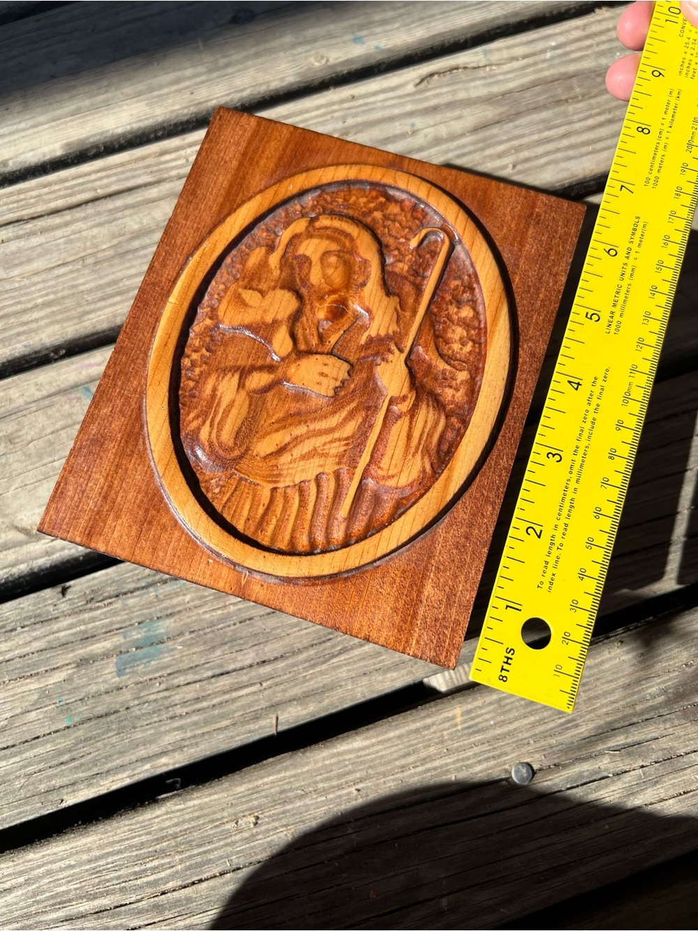 Trinket box Hand-Carved Wooden Religious Shepherd and lamb - Picture 12 of 16